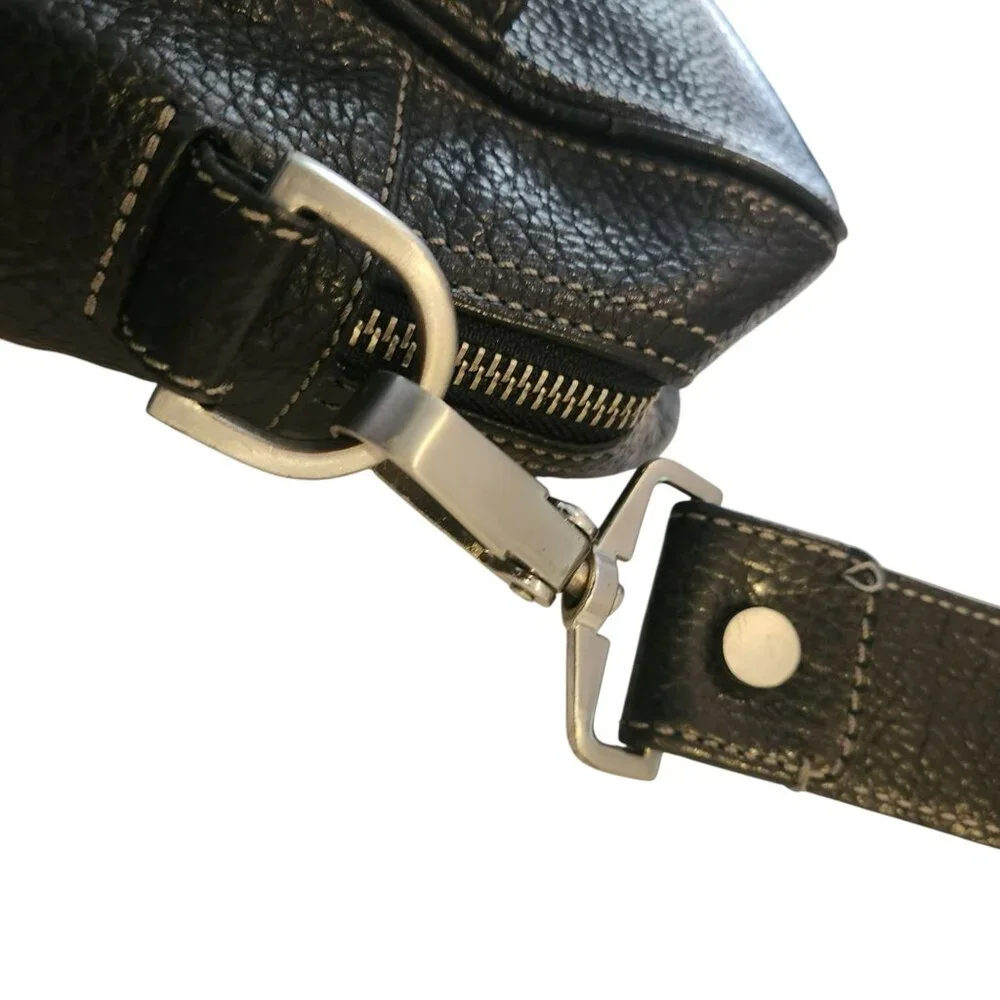 Hugo Boss Black Grained Leather Laptop Bag Adjustable Strap & Dual Handles